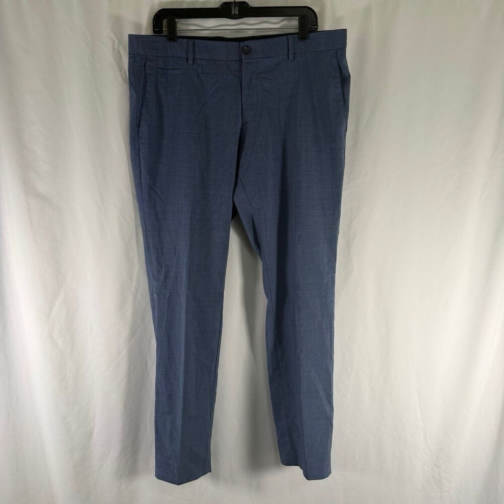 Boss Hugo Boss Dress Pants Men's 38x31 Blue 100% Wool Straight Leg Flat Front